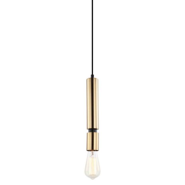 Netlighting Modern Hanging Pendant Black 1 Light with Brass Shade E27 Dimmable - image 1