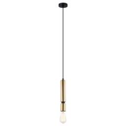 Netlighting Modern Hanging Pendant Black 1 Light with Brass Shade E27 Dimmable - thumbnail 2