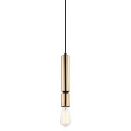 Netlighting Modern Hanging Pendant Black 1 Light with Brass Shade E27 Dimmable