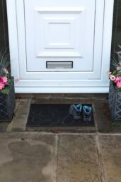 JVL Footprint Scraper Rubber Pin Doormat 40x60cm in Black - Size: 40 cm x 60 cm - thumbnail 2