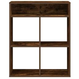 Berkfield Home Book Cabinet Smoked Oak 66x31x80 cm Engineered Wood in Brown - Size: 66 x 31 x 80 cm - thumbnail 4