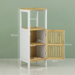 HOMCOM Bathroom Floor Cabinet Bathroom Cupboard with Adjustable Shelf, White - thumbnail 3