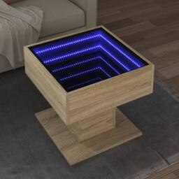 Berkfield Home Decorative Coffee Table with LED Sonoma Oak 50x50x45 cm Engineere in Brown - Size: 50 x 50 x 45 cm - thumbnail 2