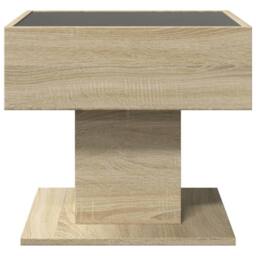 Berkfield Home Decorative Coffee Table with LED Sonoma Oak 50x50x45 cm Engineere in Brown - Size: 50 x 50 x 45 cm - thumbnail 7