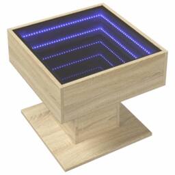 Berkfield Home Decorative Coffee Table with LED Sonoma Oak 50x50x45 cm Engineere in Brown - Size: 50 x 50 x 45 cm - thumbnail 1