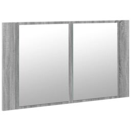 Berkfield Home LED Bathroom Mirror Cabinet Grey Sonoma 80x12x45 cm Acrylic - Size: 80 x 12 x 45 cm - thumbnail 6