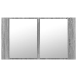 Berkfield Home LED Bathroom Mirror Cabinet Grey Sonoma 80x12x45 cm Acrylic - Size: 80 x 12 x 45 cm - thumbnail 7
