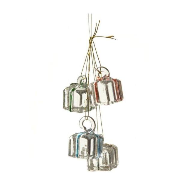 Garden Greatness Set Of 3 Hanging Glass Presents Tree Decor in Clear - Size: 1 Pack