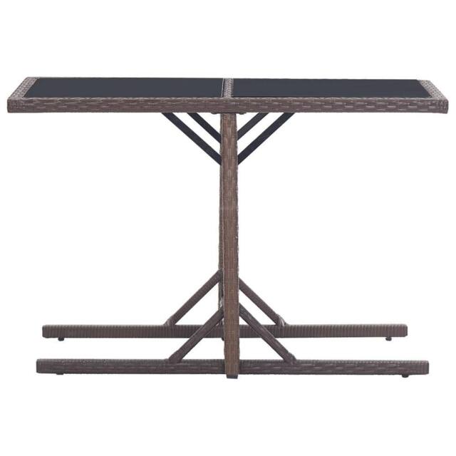 Berkfield Home Garden Table Brown 110x53x72 cm Glass & Poly Rattan - Size: 110 x 53 x 72 cm - image 1