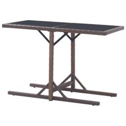 Berkfield Home Garden Table Brown 110x53x72 cm Glass & Poly Rattan - Size: 110 x 53 x 72 cm - thumbnail 4