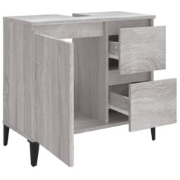 Berkfield Home Bathroom Cabinet Grey Sonoma 65x33x60 cm Engineered Wood - Size: 65 x 33 x 60 cm - thumbnail 6