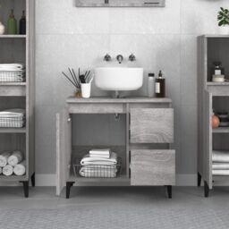 Berkfield Home Bathroom Cabinet Grey Sonoma 65x33x60 cm Engineered Wood - Size: 65 x 33 x 60 cm - thumbnail 3
