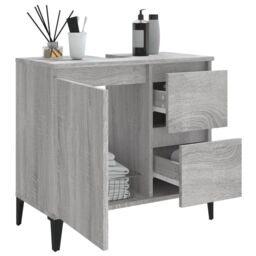 Berkfield Home Bathroom Cabinet Grey Sonoma 65x33x60 cm Engineered Wood - Size: 65 x 33 x 60 cm - thumbnail 4