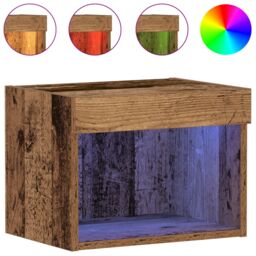 Berkfield Home Wall Cabinet with LED Lights Old Wood 40x30x30 cm in Brown - Size: 40 x 30 x 30 cm - thumbnail 4
