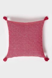 Homescapes Malda Handwoven Red Geometric Kilim Cushion - Size: 45 cm x 45 cm