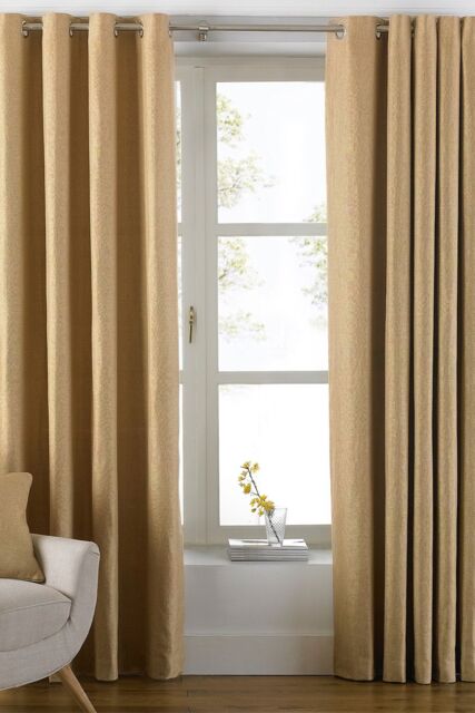 Paoletti Atlantic Twill Woven Eyelet Curtains in Yellow - Size: 229 cm width x 137 cm drop - image 1