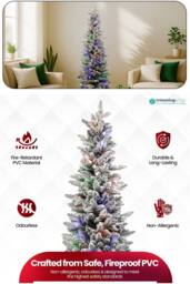 Neel Blue Frosted Christmas Tree, Prelit Whisper Slim Pencil Xmas Tree in Green - Size: 6ft - thumbnail 3