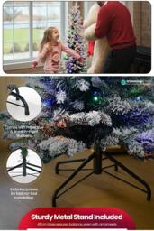 Neel Blue Frosted Christmas Tree, Prelit Whisper Slim Pencil Xmas Tree in Green - Size: 6ft - thumbnail 4