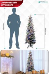 Neel Blue Frosted Christmas Tree, Prelit Whisper Slim Pencil Xmas Tree in Green - Size: 6ft - thumbnail 2