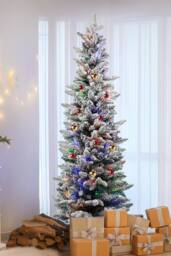 Neel Blue Frosted Christmas Tree, Prelit Whisper Slim Pencil Xmas Tree in Green - Size: 6ft - thumbnail 5