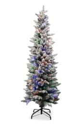 Neel Blue Frosted Christmas Tree, Prelit Whisper Slim Pencil Xmas Tree in Green - Size: 6ft - thumbnail 1