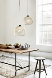 Nordlux Modern Indoor Pendant Light Brown Wood E27 Slatted - Mains Powered, IP20 - thumbnail 5