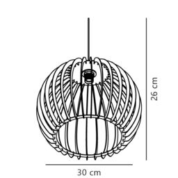 Nordlux Modern Indoor Pendant Light Brown Wood E27 Slatted - Mains Powered, IP20 - thumbnail 8