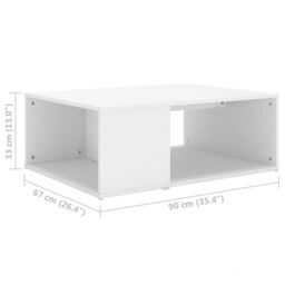 Berkfield Home Coffee Table White 90x67x33 cm Engineered Wood - Size: 90 x 67 x 33 cm - thumbnail 6