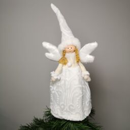 Samuel Alexander 35cm Christmas Tree Topper Angel Decoration in White - thumbnail 2