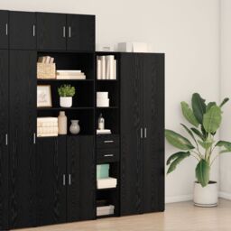 Berkfield Home Highboard Black Oak 30x42, 5x185 cm Engineered Wood - thumbnail 4