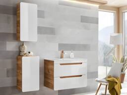 Vente-unique Bathroom Tall Unit - Natural & White - L35 X W32 X H68 Cm - ARUBA in Light Oak