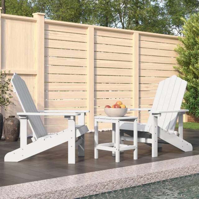 Berkfield Home Garden Adirondack Chairs with Table HDPE White - image 1