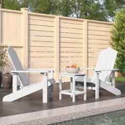 Berkfield Home Garden Adirondack Chairs with Table HDPE White - thumbnail 1