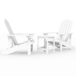 Berkfield Home Garden Adirondack Chairs with Table HDPE White - thumbnail 2
