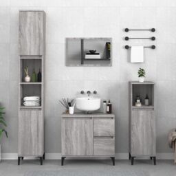 Berkfield Home Bathroom Cabinet Grey Sonoma 30x30x100 cm Engineered Wood - Size: 30 x 30 x 100 cm - thumbnail 1