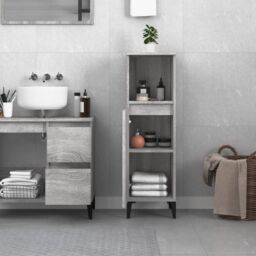 Berkfield Home Bathroom Cabinet Grey Sonoma 30x30x100 cm Engineered Wood - Size: 30 x 30 x 100 cm - thumbnail 3