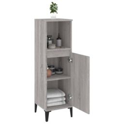 Berkfield Home Bathroom Cabinet Grey Sonoma 30x30x100 cm Engineered Wood - Size: 30 x 30 x 100 cm - thumbnail 4