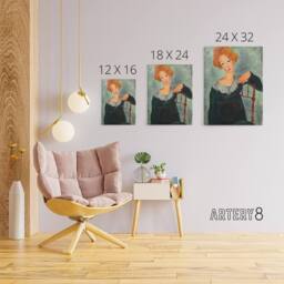 "Artery8 Woman with Red Hair Portrait Modigliani Vintage Canvas Wall Art in Grey - Size: W18"" x H24""" - thumbnail 4