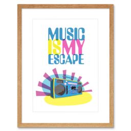 "Artery8 Wall Art Print Music is My Escape Artwork Framed 9X7 Inch in Beige - Size: W7"" x H9""" - thumbnail 1