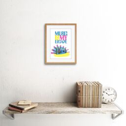 "Artery8 Wall Art Print Music is My Escape Artwork Framed 9X7 Inch in Beige - Size: W7"" x H9""" - thumbnail 2