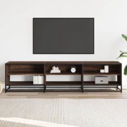 Berkfield Home TV Cabinet Brown Oak 180x40x46 cm Engineered Wood - Size: 180 x 40 x 46 cm - thumbnail 3