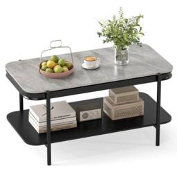 SPETLEK Modern 2-Tier Coffee Table with Sintered Stone Top Grey - thumbnail 2