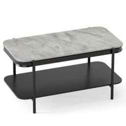 SPETLEK Modern 2-Tier Coffee Table with Sintered Stone Top Grey - thumbnail 1