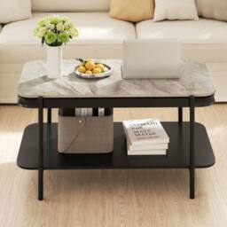 SPETLEK Modern 2-Tier Coffee Table with Sintered Stone Top Grey - thumbnail 8