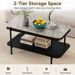 SPETLEK Modern 2-Tier Coffee Table with Sintered Stone Top Grey - thumbnail 5