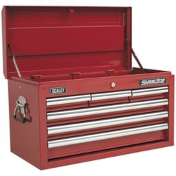 Loops 660 x 315 x 375mm RED 6 Drawer Topchest Tool Chest Lockable Storage Unit Cabinet