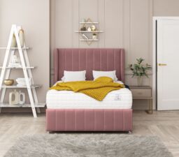 "Bed Choices Moscow Upholstered Divan Bed With 2 drawers, Mattress & 54"" Floor Standing Headboard in Silver - Size: Super King" - thumbnail 2