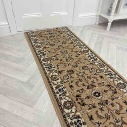 runrug Hallway Carpet Runner Rug - Soft & Comfy, 9mm - 'Traditional' in Tan - Size: 60 cm x 150 cm - thumbnail 1