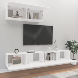 Berkfield Home 3 Piece TV Cabinet Set White Engineered Wood - thumbnail 3