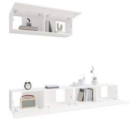 Berkfield Home 3 Piece TV Cabinet Set White Engineered Wood - thumbnail 4